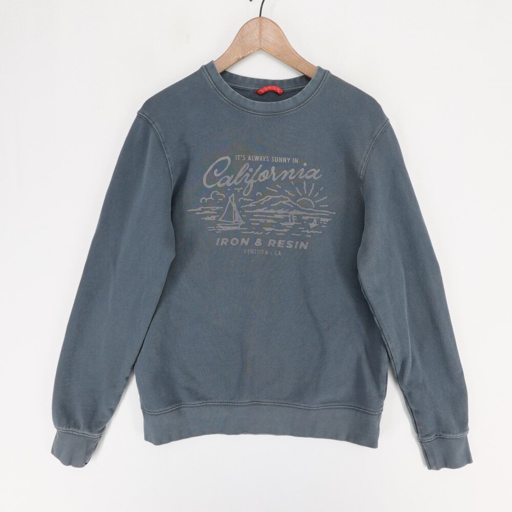 Iron And Resin Sweatshirt Mens M Blue Graphic Crewneck Pullover California